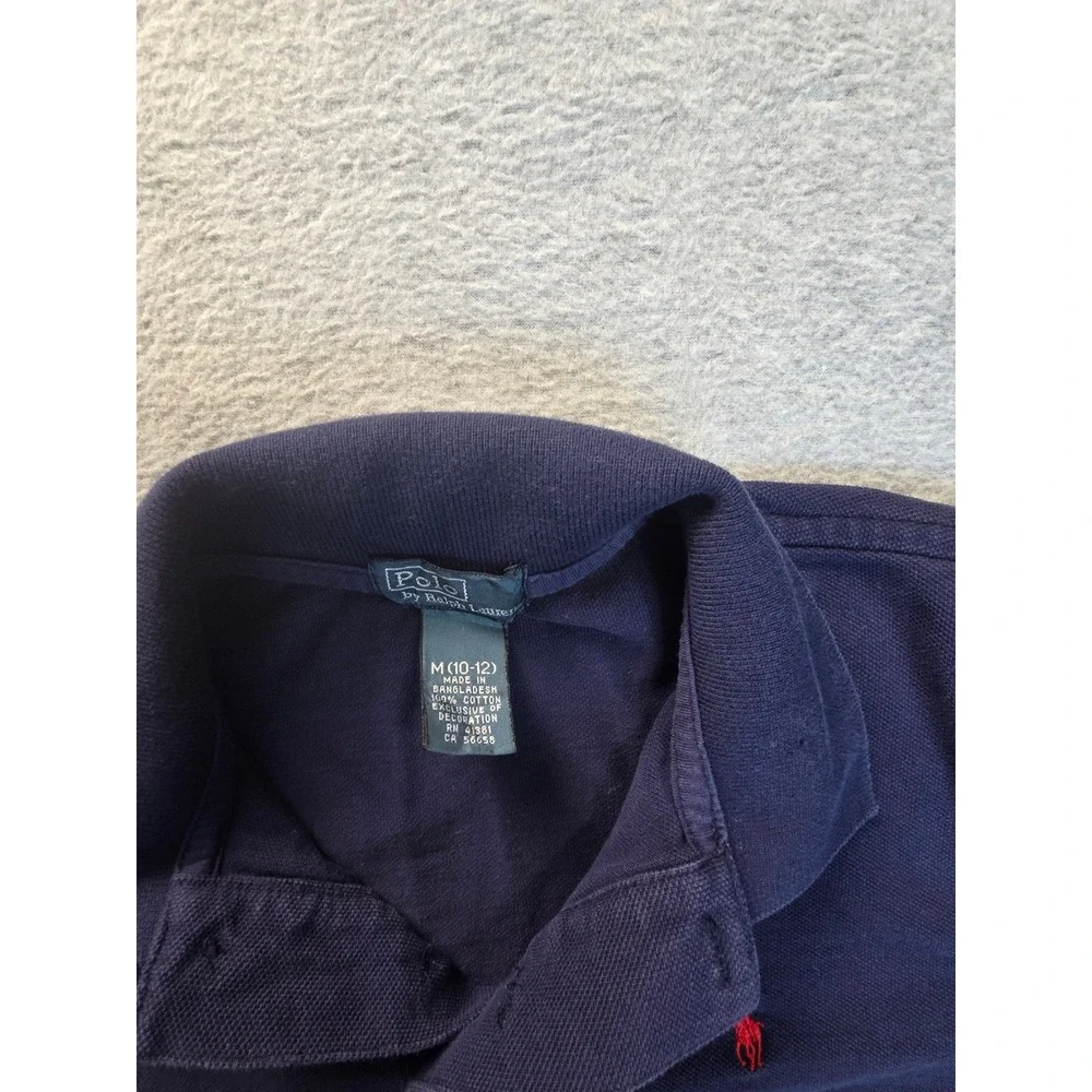 Polo Ralph‎ Lauren Mens Navy Blue Pique Cotton Short Sleeve Polo Shirt M 10-12
